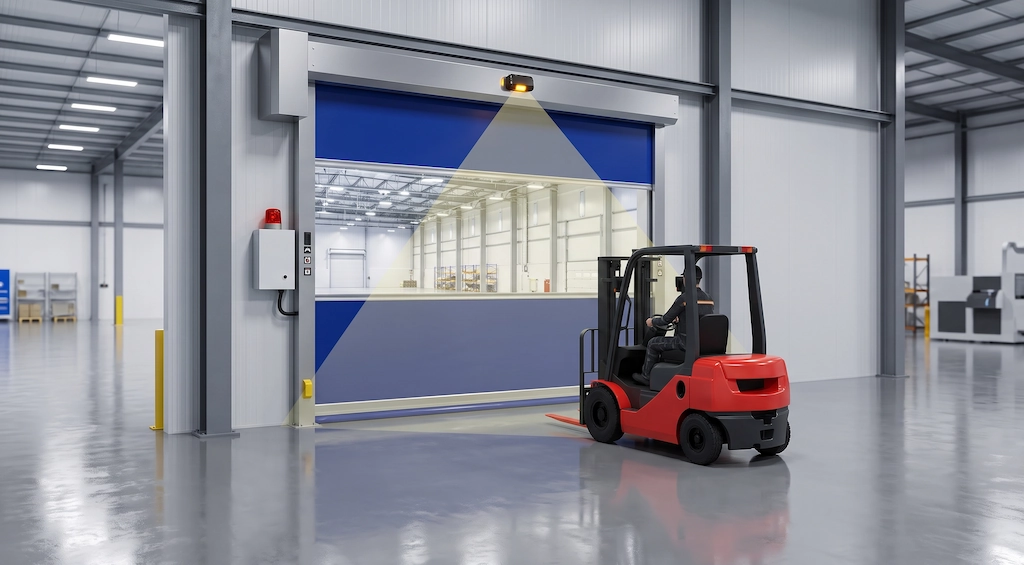 In-ground loop detector replacement using overhead microwave radar sensor on an industrial high-speed door